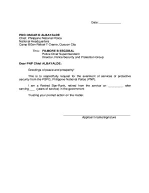 Get the free pnp coordination letter sample form .